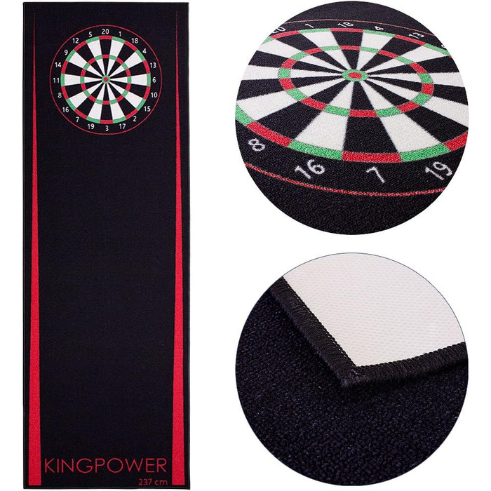 Килимок для дартсу Kingpower, турнірний, захисний, з лінією кидка, 237x80 см, червоний, аксесуари для дартсу