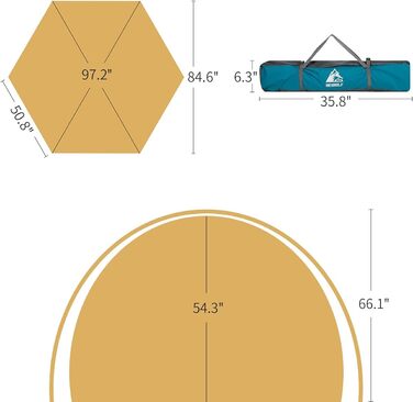 Намет для кемпінгу HEWOLF Pop Up 2-4 особи з тамбуром, Ultralight, сімейний, швидкорозкладний, армійний зелений