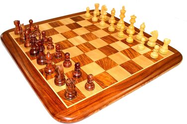 Шахова дошка StonKraft 53,3x53,3 см з акації з ручною роботою фігурами з дерева