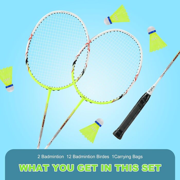 Набір для бадмінтону YAKS 3U Ful Carbon Professional Ultra Light High Elastic Adult Student Training Set, міцний