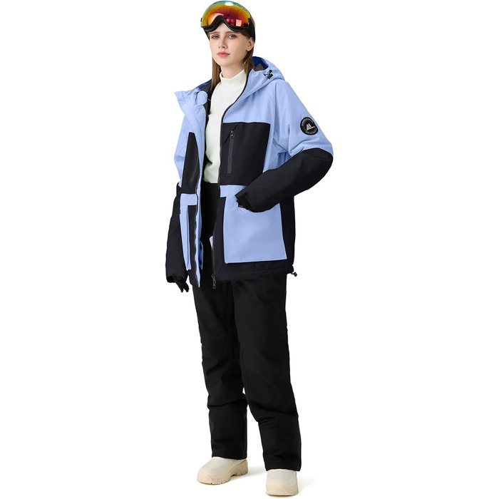 Жіночий комплект гірськолижний HOTIAN: куртка та штани, водонепроникний, вітронепроникний, теплий, для зимових видів спорту, розмір M, колір: BU+BK