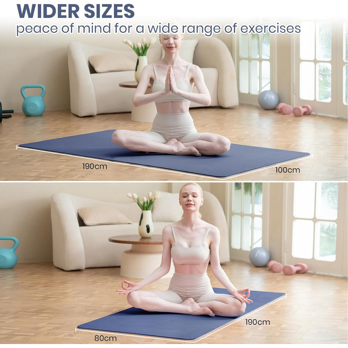 Килимок для йоги Narwhal XXL, TPE, 190x80 см, антиковзаюча, спортивний, тренувальний, для фітнесу, зелено-чорний