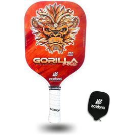 Піклбол ракетка ZCEBRA Gorilla Pro Orange, графіт-карбон, 16 мм, поліпропілен, текстурована, з чохлом