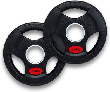 Олімпійський диск PH Fitness Premium 2 x 2,5 кг, гума, тригранна ручка, 50 мм для гантелей і штанг, набір для домашнього спортзалу