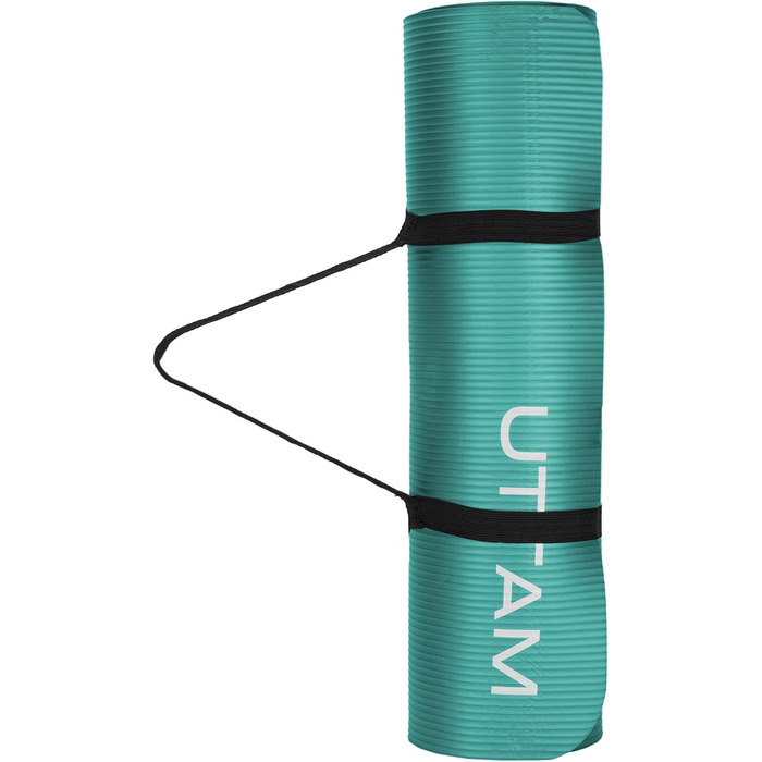 Килимок для йоги UTTAM | Товстий, багатоцільовий | Для фітнесу, стретчингу, пілатесу, дому та залу (183 x 60 см, Blaugrün)