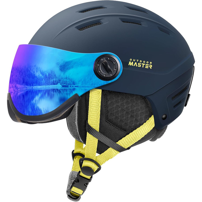 Шолом Outdooraster для сноуборду та лиж, маска 2-в-1, знімна, захисний EPS, 14 вентиляційних отворів, для чоловіків, жінок та підлітків (блакитний, розмір M)