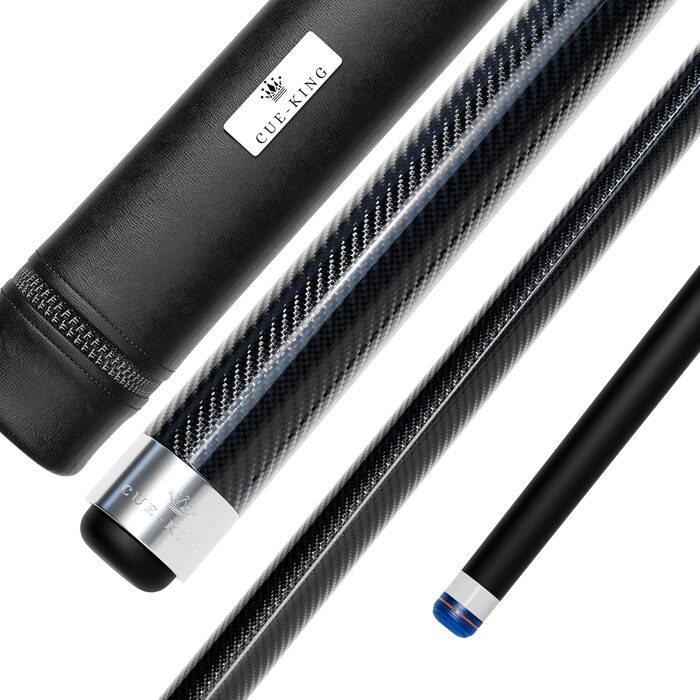 Професійний більярдний кий Cue-King Pro Series з карбону для пулу, 147 см, наконечник 12.5 мм, у комплекті з преміум-чохлом