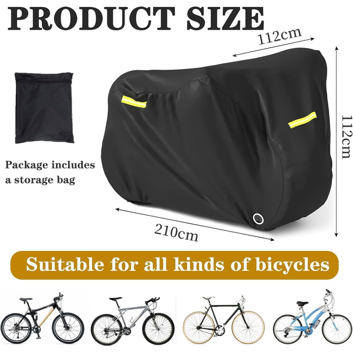 Водонепроникний чохол для велосипеда MOZMY на 1-3 велосипеда, 210x112x112 см, захист від погодних умов, з отворами для замка