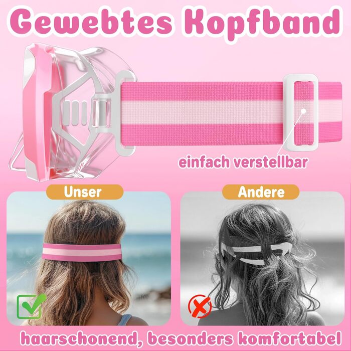 Дитячі маски для снорклінгу COOLOO з панорамним оглядом 180° HD, антизапар, анти-тік, для дітей 4-16 років (рожевий)