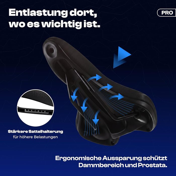 Велосідельний ергономічний ALPENSATTEL® з 3D піною Memory Foam для жінок та чоловіків - дихаючий матеріал, універсальне кріплення, Sport PRO