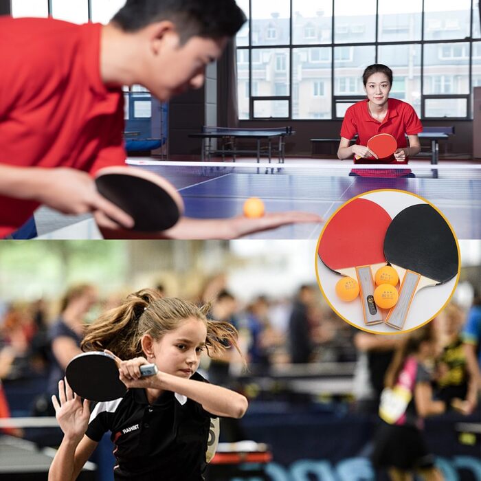 Набір для пінг-понгу Mritrit для 2 гравців: 2 ракетки та 3 м'ячі, ідеально для початківців, для гри в приміщенні та на вулиці