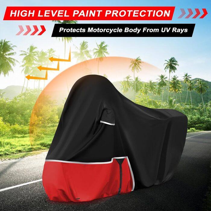 Водонепроникний чохол для мотоцикла Piaggio MP3 400/500 (з багажником) - чорний/червоний, 420D Oxford, зимовий, захисний