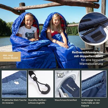 Спальний мішок для дітей Skandika Dundee Junior | Теплий, водонепроникний, флісовий, 175x70 см, індиго