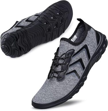 Чоловічі та жіночі аквашузи для плавання та відпочинку на пляжі. Швидковисихаючі аквашузи для води, піску, серфінгу. Розмір 39 EU, чорний/сірий колір.