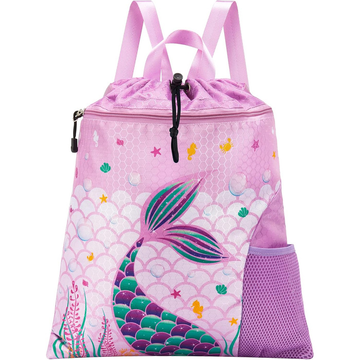 Спортивна сумка для гімнастики WAWSAM з шнурком, 38 × 45 см. Дитяча водонепроникна сумка для плавання, пляжу та покупок, фіолетового кольору