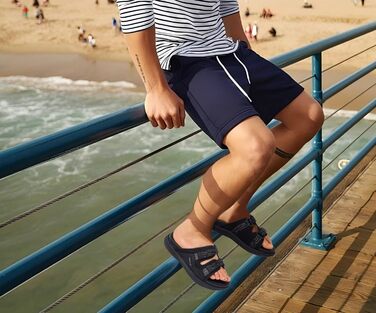 Чоловічі спортивні сандалі KuaiLu з м'якою устілкою, ортопедичні для фасціїту, для активного відпочинку та походів, легкі, відкриті, з регульованою застібкою-липучкою, чорні, 45 EU