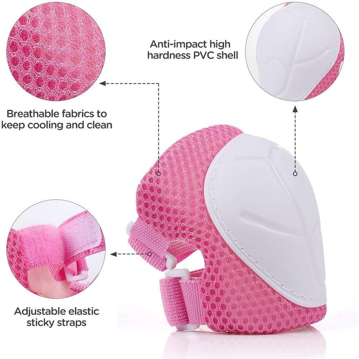 Набір наколінників та шолома Kinder для дітей 3-10 років (рожевий) | Захист для роликів, скейтборда, велосипеда