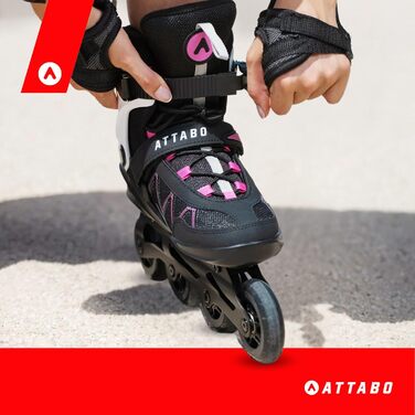 Ковзани жіночі ATTABO Bliss, 37-42 EU, регульовані, з алюмінієвою пластиною та колесами 80 мм, PU-підшипники ABEC-7
