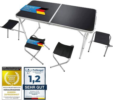 Складаний багатофункціональний стіл GOODS+GADGETS для кемпінгу та ринку (в комплекті: стіл + 4 стільці)