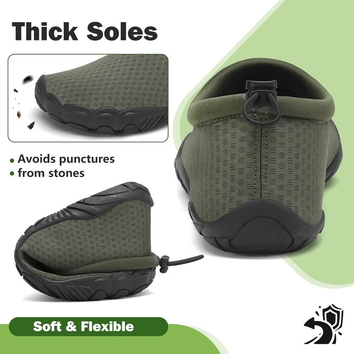 Mishansha Легкі дихаючі шкарпетки-мокасини для душу (Unisex) з товстою підошвою, розмір 36-46 (43 EU), колір Мох-зелений