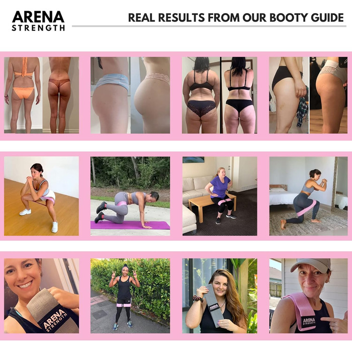 Стрічки для фітнесу Arena Strength Fabric Booty Bands для стегон та сідниць | Стрічки опору для ніг та сідниць | Збірник вправ та чохол (Легкі, Середні, Важкі)
