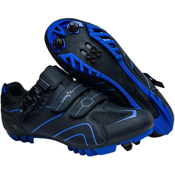 Велосипедні черевики для чоловіків та жінок, MTB, Mountainbike, кросівки, дихаючі, для активного відпочинку, сумісні з SPD, блакитні (46 EU)