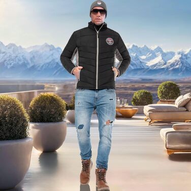 Зимова куртка Nebuus Genius для чоловіків (XXL, чорно-сіра)