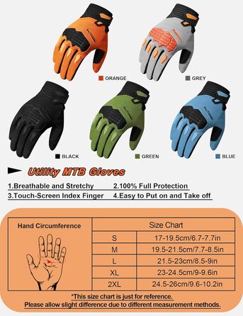 Рукавички для гірського велосипеда KUTOOK: захист долоні, сенсорний екран, дихаючі, зелені, XL