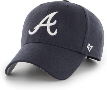 Кепка бейсболка MLB Atlanta Braves з регульованим закриттям на липучці, вигнутий козирок, логотип команди, універсальний розмір