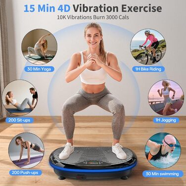 Платформа для вібраційного тренування JOROTO 4D - професійне тренування всього тіла | LED-підсвічування | до 180 кг, тиха та неслизька | для дому