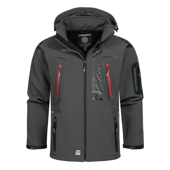 Чоловіча куртка Softshell Geographical Norway Tangata — функціональна outdoor куртка, червоний/темно-сірий, розмір S
