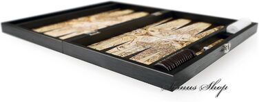 Набір для гри в нарди Trendy Antique Map XXL з картографічним дизайном, розкладне поле з екошкіри, 49 x 30 x 6 см, з 30 шашками та 2 кубиках – турецька якість