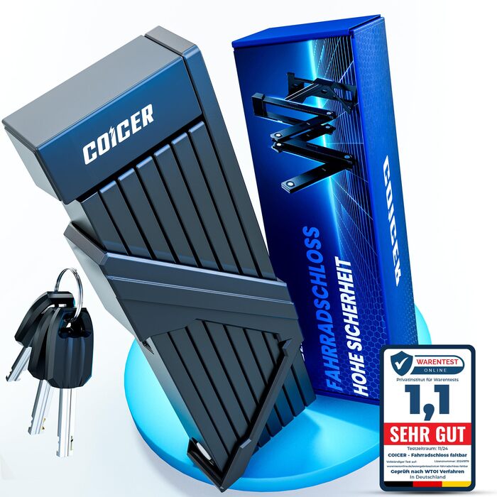 Замок для велосипеда, самокату та мотоцикла, складний, 85 см, 3 ключі, чорний