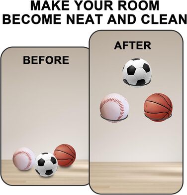 Настінна підставка для м'ячів - 4 шт. - Метал, чорний - для баскетболу, волейболу, футболу, регбі