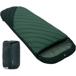 Спальний мішок Qeedo Buddy XL 8 XXL, надширокий, Outdoor літній (8-25°C) 3 сезони - для дорослих та юнаків (до 220см), поверхня Peach Skin, колір Pinegreen