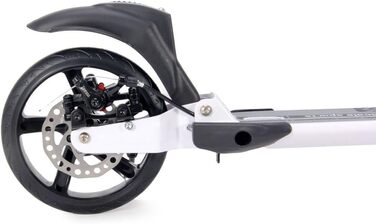 Самокат двоколісний складний Kickscooter для дітей 8-12 років, підлітків та дорослих, регульований кермо, колеса PU 200 мм, дискове та ножне гальмо, білий/чорний