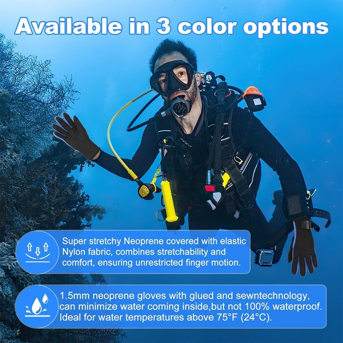 Рукавички для дайвінгу Heirao4072 1.5 мм з преміального неопрену - п'ятипалі