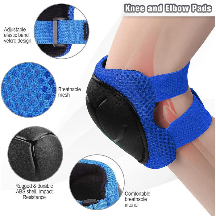 Набір захисту для катання на роликах та скейтборді Choneret 6er: наколінники, налокітники, рукавички. Розміри M, M, L. Колір: зелений, синій