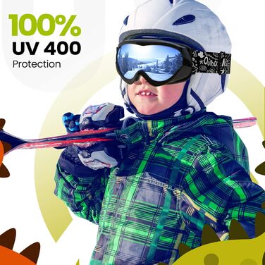 Дитячі лижні окуляри OutdoorMaster з UV-захистом, сумісні з шоломом, для хлопчиків та дівчаток, VLT 10.1%