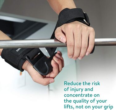 Набори для тяги Navaris з гачками для силових тренувань - захист суглобів, фітнес, бодібілдинг - професійні ремені для важкої атлетики з металевими гачками, чорний