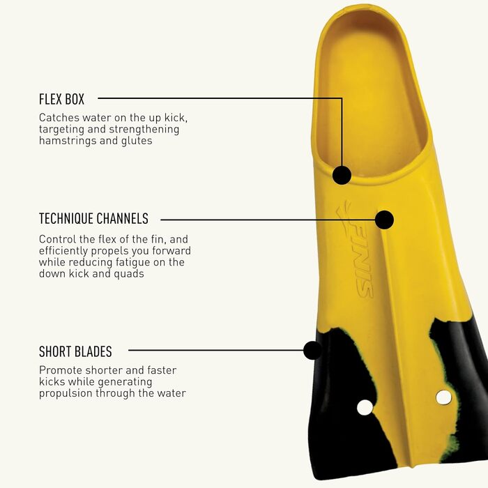 Плавальні ласти FINIS Z2 Gold H, жовто-чорні, розмір 45-46, для тренувань
