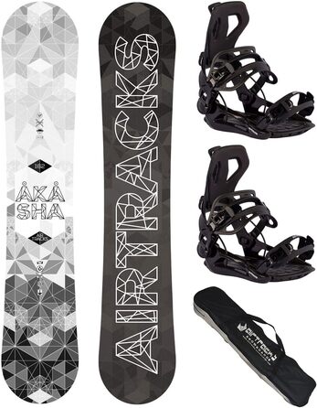 Чоловічий комплект для сноубордингу Airtracks: гібридна дошка Akasha Hybrid Rocker Wide, кріплення Master Fastec, чохол, розміри 152-162 см