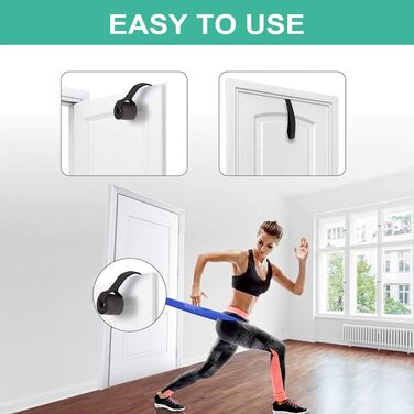 Фітнес-гумки Youery 4 шт., Набір еластичних стрічок для фітнесу, силових тренувань, йоги та пілатесу, з кріпленням для дверей та сумкою для перенесення
