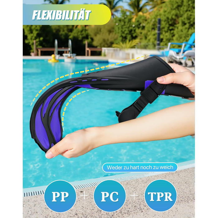 Ласти для плавання Schnorchelflossen L-XL (Темно-лілові) - регульовані, дорослі/дитячі, унісекс, з сітчастим чохлом