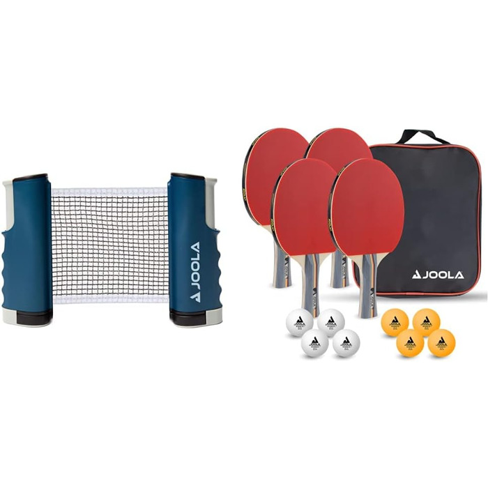 Набір для настільного тенісу JOOLA CONNECT: сітка, набір для ракет та м'ячів, регульована довжина, блакитний, для сім'ї