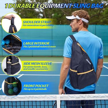 Набір для піклболу JOY SPOT! 2 ракетки, 4 м'ячі, сумка – Легкі ракетки з фібергласовою поверхнею для чоловіків, жінок та початківців – Ідеально для гри в приміщенні та на вулиці