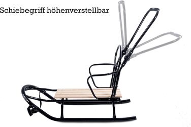 Металевий санний Oslo з підніжкою, ременями безпеки, ручкою для штовхання та мішком для ніг. Ідеальний для дітей та дорослих. Максимальне навантаження 120 кг. Колір: сірий