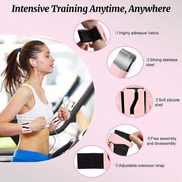 Набір манжет для ваги 2 шт. (0,46 кг кожна), регульовані ваги для зап'ястя, фітнес-браслети з вагою, ваги для ніг для танців, балету, пілатесу, кардіо, аеробіки, ходьби, зелені (рожеві)