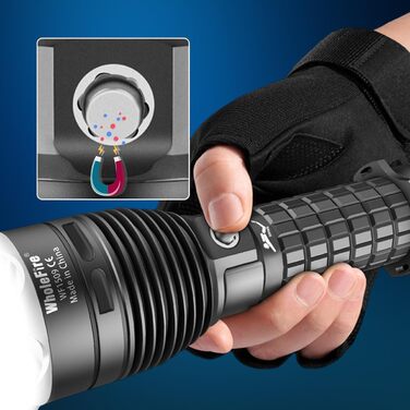 LED водонепроникний ліхтар для дайвінгу та активного відпочинку WholeFire 6000 Lumen, IPX8, 3 режими, перезаряджається, чорний