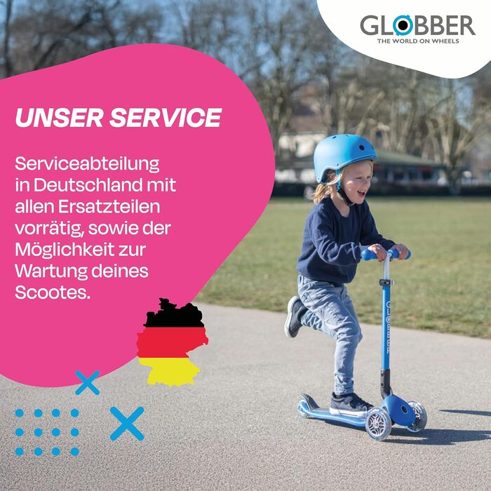 Дитячий самокат GLOBBER Primo Foldable Plus Lights з LED колесами, 3-колісний, регульований, для дітей від 3 років, 120/80 мм, підшипники ABEC 5
